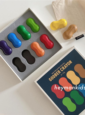 heymankids｜韩国Goober婴儿童安全天然大豆蜡笔花生好抓握不粘手