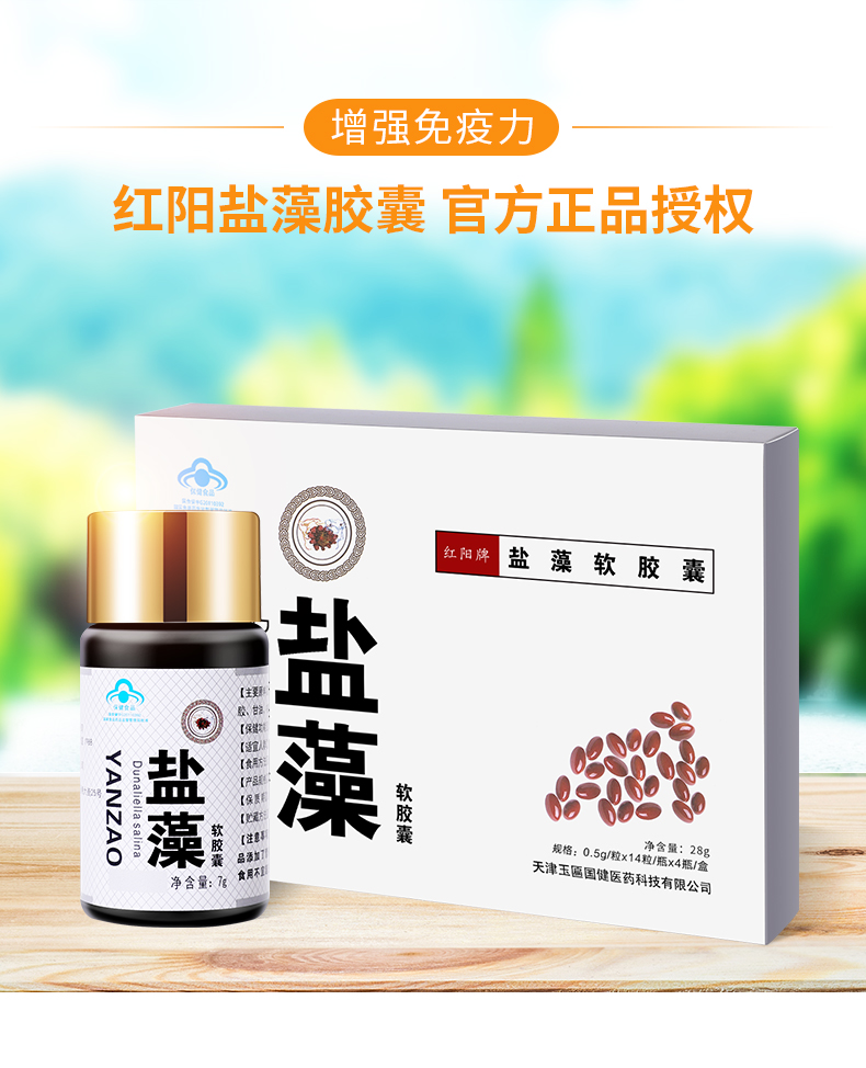 红阳盐藻 红阳牌盐官网正品藻软胶囊0.5g/粒*14粒/瓶*4瓶/盒