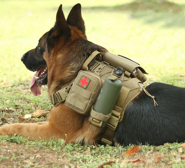 工作犬战术胸背 战术马甲 战斗版犬背心 犬用防护服 带三装纳包