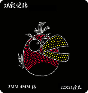 厂家直销 T恤毛衣多用钻石成品图 烫钻 图案 新款愤怒小鸟烫钻图