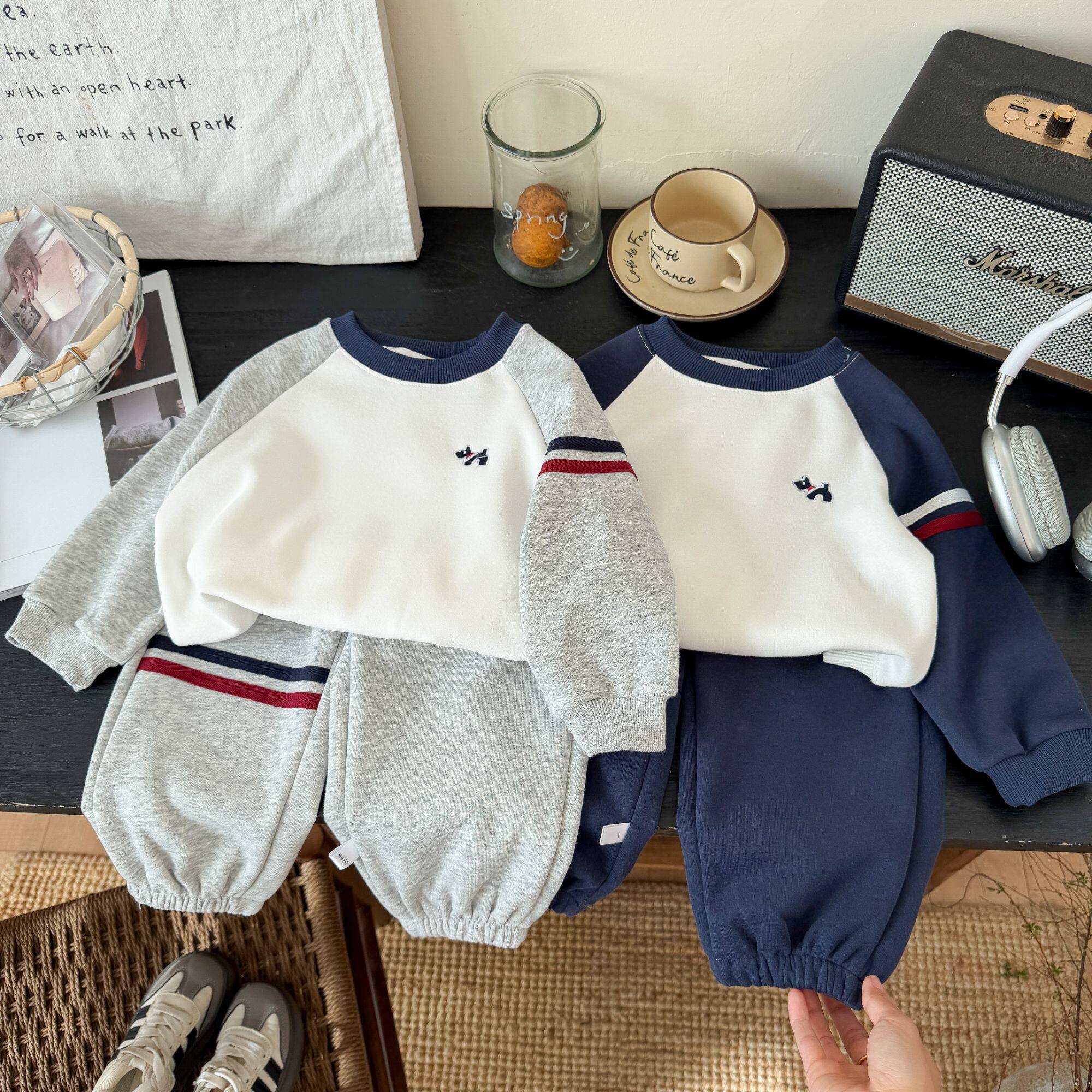 儿童卫衣卫裤套装运动服洋气卫衣两件套插肩刺绣春季新款男女宝