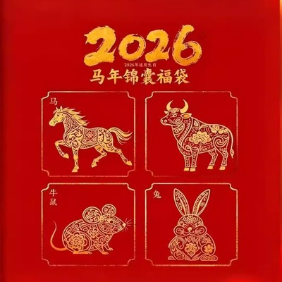 2026丙午锦囊岁生肖属马牛鼠兔白云北京法物本命马年福袋赤马红羊
