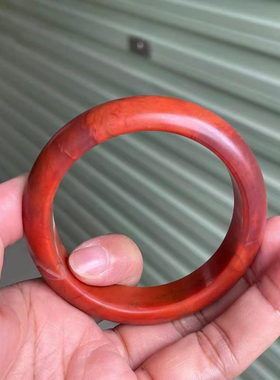 【小张喜珠福宝】一对一定制瓦西料南红玛瑙镯子满色满肉火焰纹