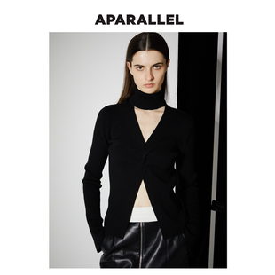 APARALLEL 针织修身V领毛衣长袖内搭高级感设计师24秋冬新款上衣