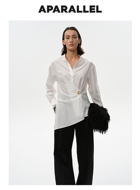 APARALLEL 2025新款陈数梅婷同款圆领长袖衬衫女轻奢高级感上衣