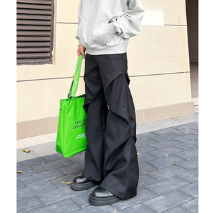 海王日记cleanfit重磅宽松拖地阔腿秋冬西裤立体褶皱裤子西装裤