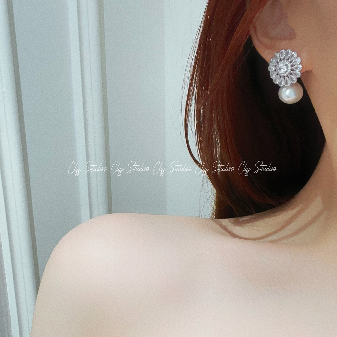 悬崖会所 气质锆石钻石珍珠耳钉日常通勤简约大气百搭耳饰