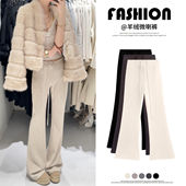 长裤 女加绒加厚高腰垂感宽松显瘦休闲阔腿裤 面膜微喇裤 2025冬新款