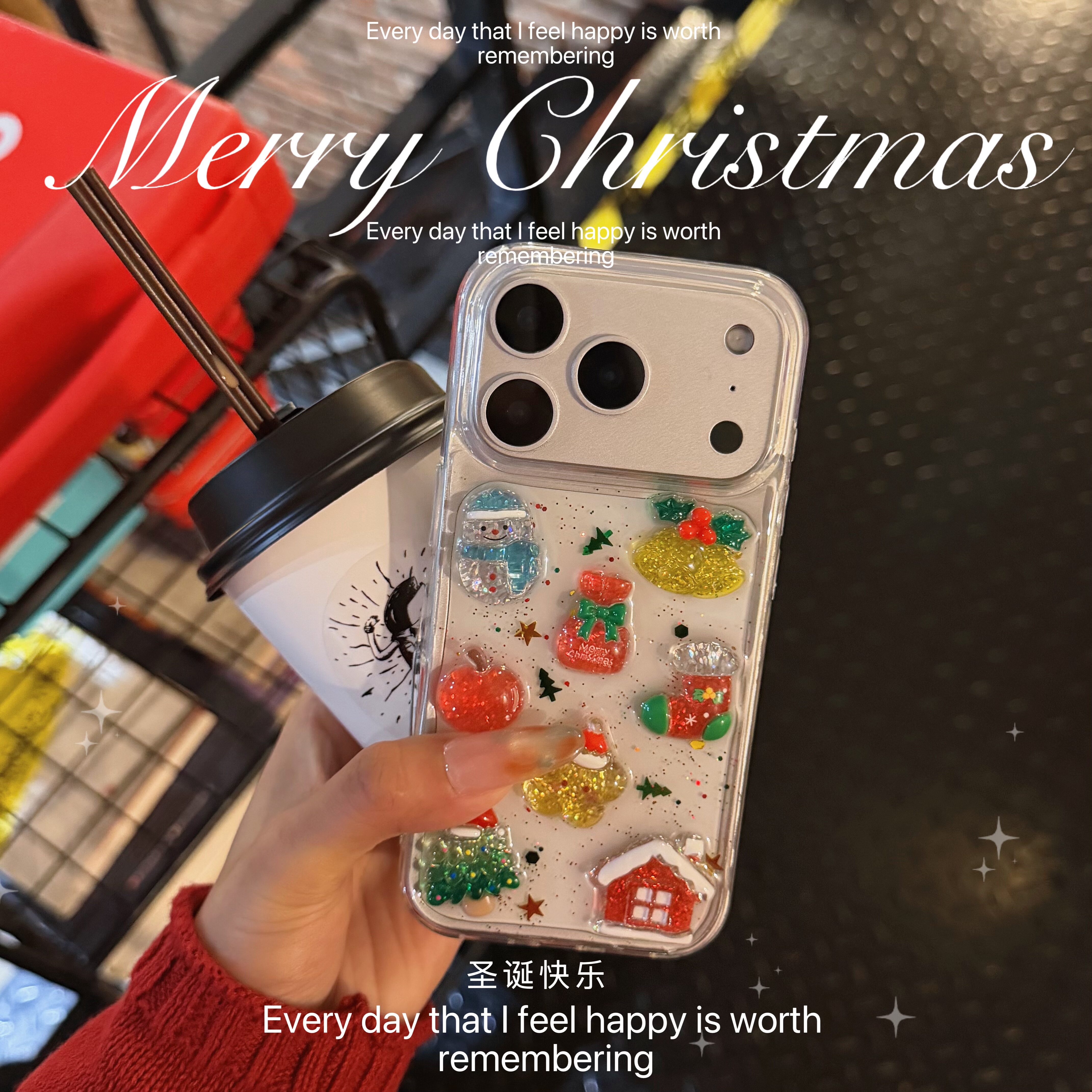 立体闪粉圣诞雪人适用vivo手机壳