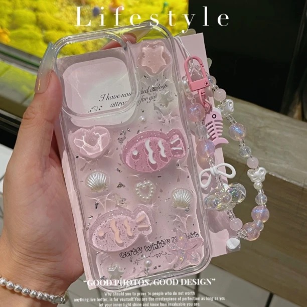 ins银箔粉色小鱼适用华为nova14ultra 13pro手机壳nova12 10 11se活力链条nova7 8 9防摔软壳6/5pro保护套女