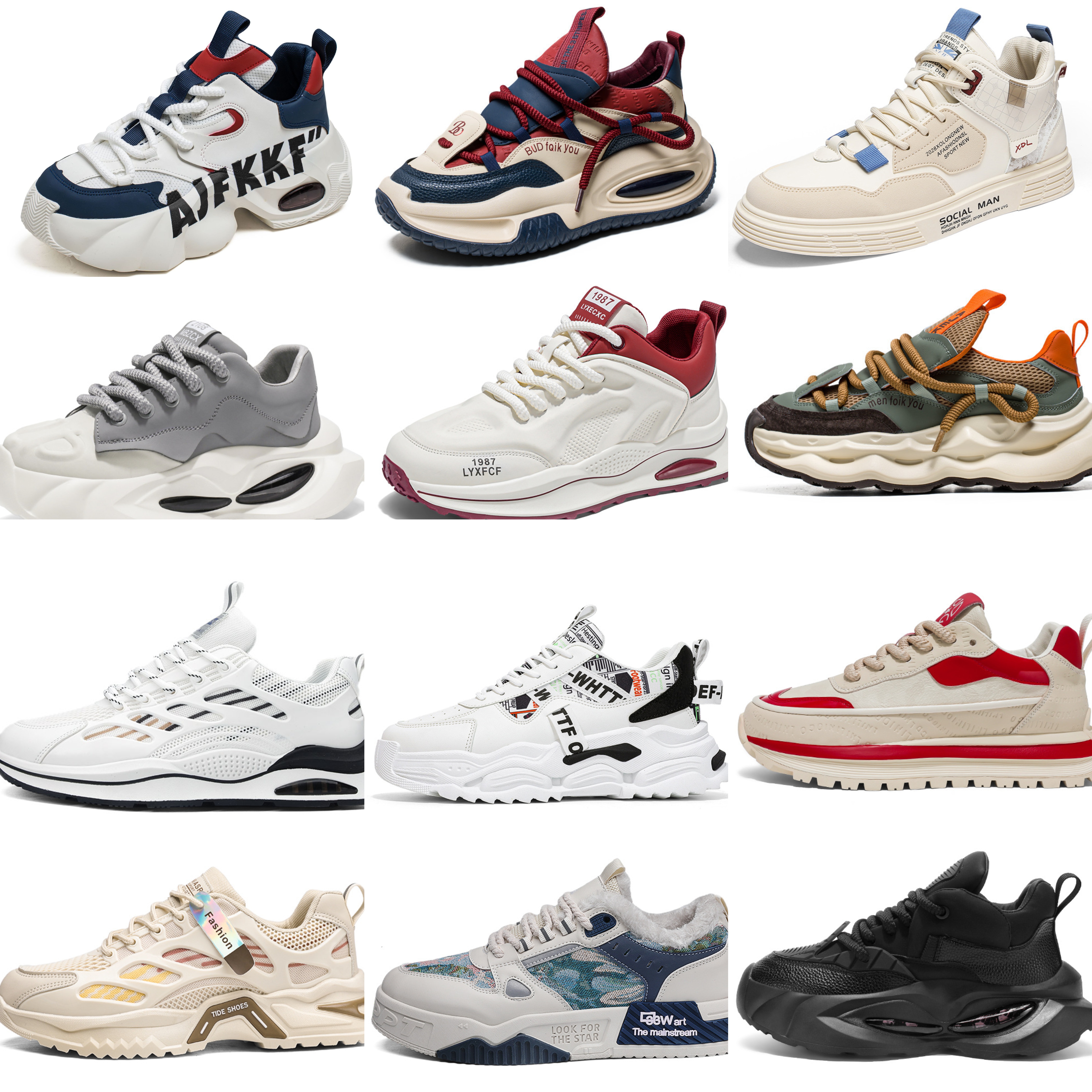 男鞋2026新款透气鞋子男拼色百搭男士潮流休闲运动鞋跑鞋小白鞋