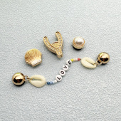 配饰女金属贝壳鞋 扣豆豆鞋 扣云朵鞋 饰扣diy鞋 配件 花泡芙装 洞洞鞋