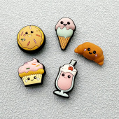 配饰美食甜甜圈鞋 扣沙滩鞋 花泡芙鞋 饰可爱卡通diy鞋 配件 装 洞洞鞋