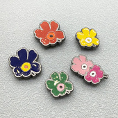 扣 花云朵泡芙洞洞鞋 MARIMEKKO洞洞鞋 花朵配饰高级感金属diy创意鞋