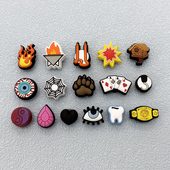 扣装 25新款 花鞋 配饰趣味百搭鱼钩扑克火焰diy创意鞋 饰配件 洞洞鞋