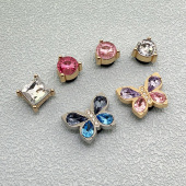 闪亮配饰金属水钻蝴蝶鞋 扣鞋 扣云朵鞋 饰diy鞋 配件 花泡芙装 洞洞鞋