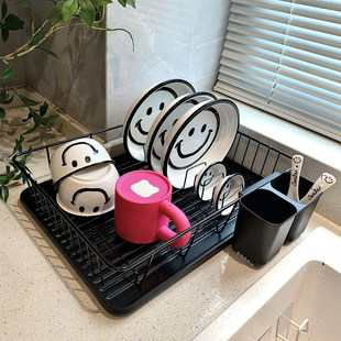 厨房黑色水槽沥水篮碗碟收纳架盘子杯子多层台桌面筷勺子洗碗池