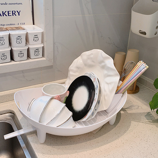 沥水碗盘架厨房台面碗碟收纳架餐具碗筷收纳盒家用多功能置物架