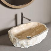 侘寂风天然洞石台上盆卫生间酒店石头洗手盆创意复古大理石洗漱盆