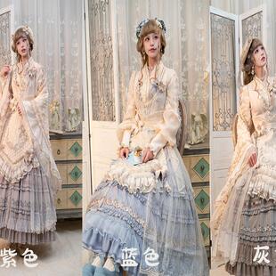 幻之风原创lolita~纱罗百合~优雅PH风重工蕾丝刺绣围裙披肩【现货