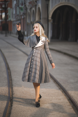 taobao agent [Fantasy style original lolita] black and white silent film ~ asymmetric wool coat support shirt [spot]