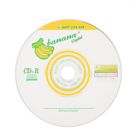 香蕉王CD-R刻录盘VCD光盘700MB光碟52X碟片mp3车载cd音乐空白光盘