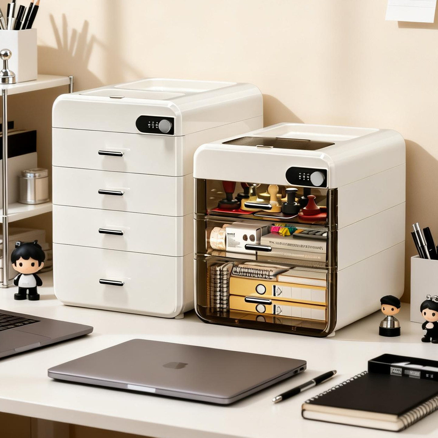 密码桌面收纳盒抽屉式办公室A4文件隐私收纳柜贵重物品带锁储物箱