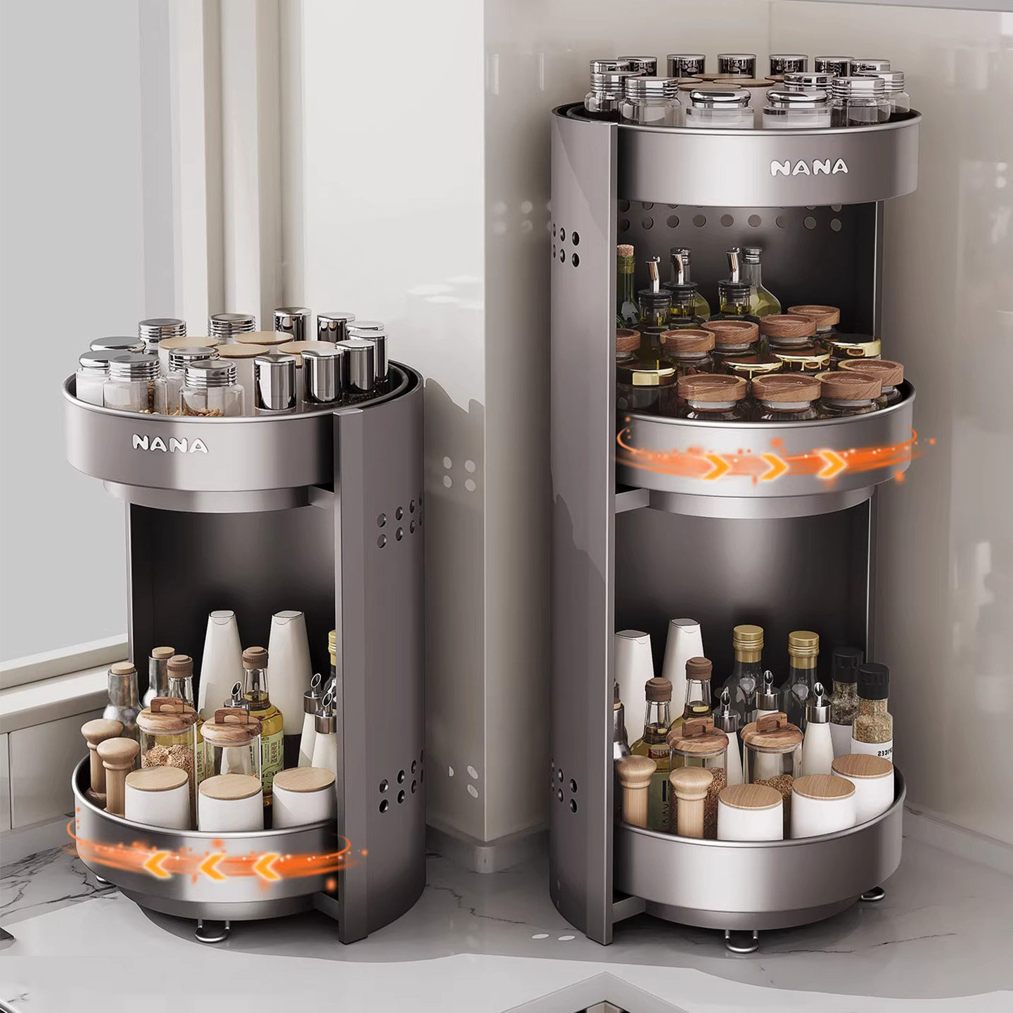 厨房调料品置物架家用新款调味品专用储物柜台面旋转盘收纳神器,厨房/烹饪用具,厨房置物架/置物柜/角架,淘宝优惠券,粉丝福利购,淘宝优惠卷