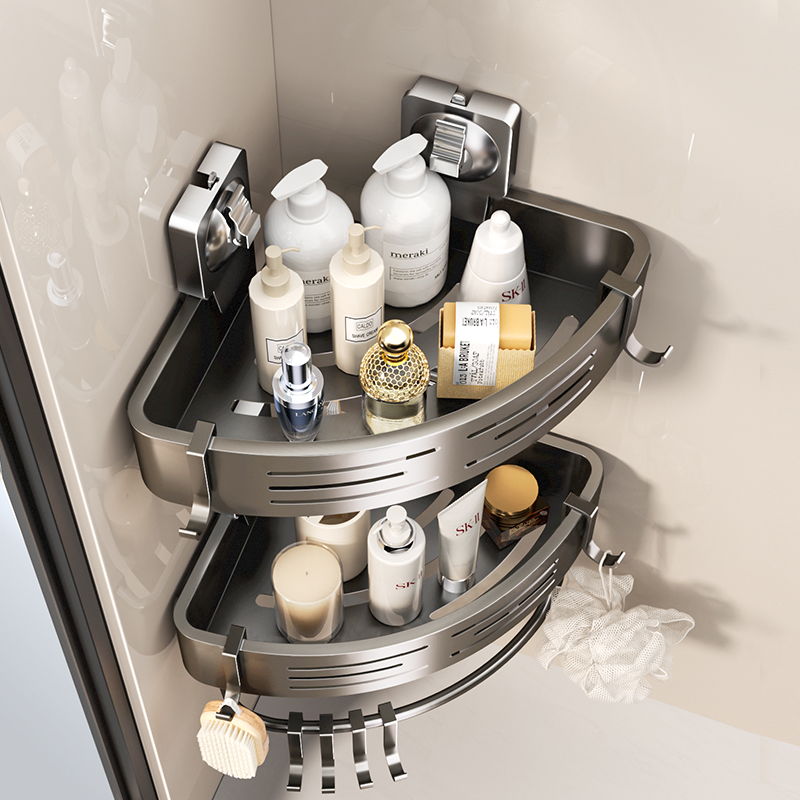 吸盘三角置物架免打孔卫生间浴室厕所挂墙洗手洗漱台墙上收纳神器