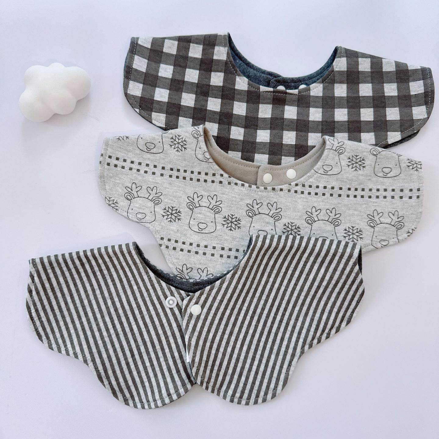 ins新款婴幼儿围嘴韩国同款A类双面棉宝宝口水巾360圆形儿童围兜