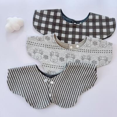 ins新款婴幼儿围嘴韩国同款A类双面棉宝宝口水巾360圆形儿童围兜