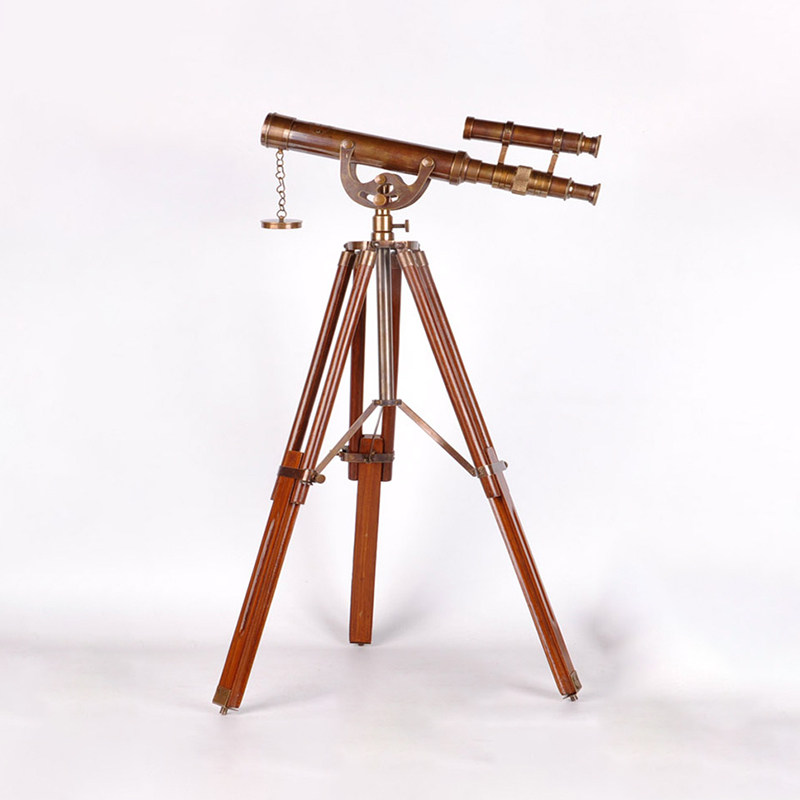 复古望远镜小摆件 欧式书房装饰品 美式乡村田园纯铜工艺品 法式