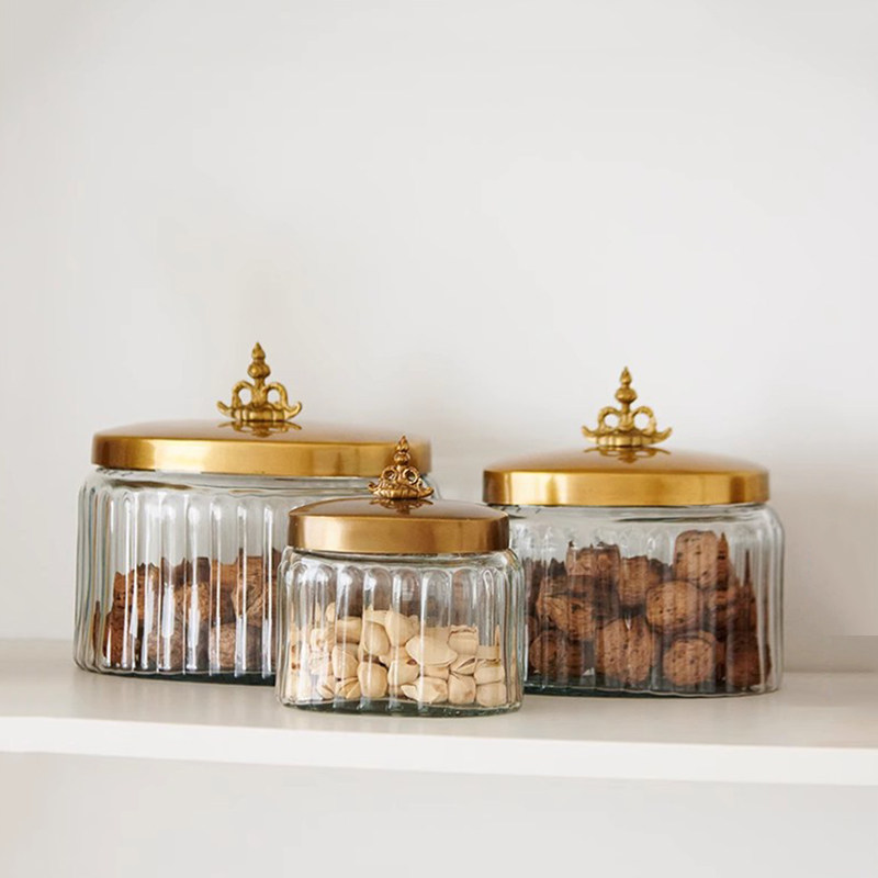 欧式糖果罐 法式玻璃瓶 美式轻奢储物盒装饰品中式茶叶罐收纳盖坛