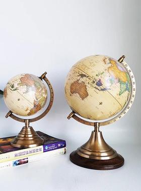 进口欧美式地球仪 法式黄铜摆件 复古典办公室样板间书房奢华装饰