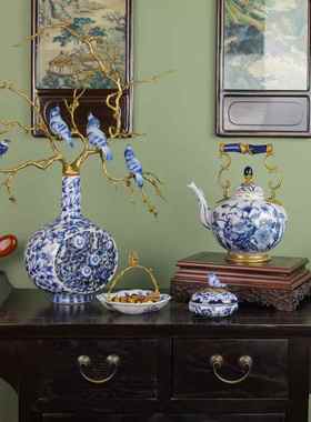 铜配瓷古典奢华装饰客厅书房摆件