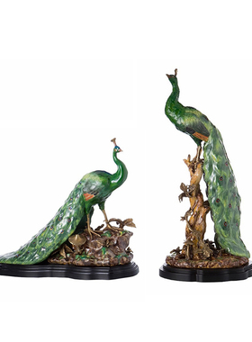 奢华客厅仙鹤纯铜摆件欧式法式鸟