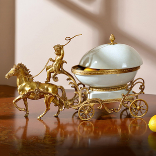 欧式 古典装 饰品 储物糖果罐摆件摆设 高端档马车摆件 美式 客厅法式