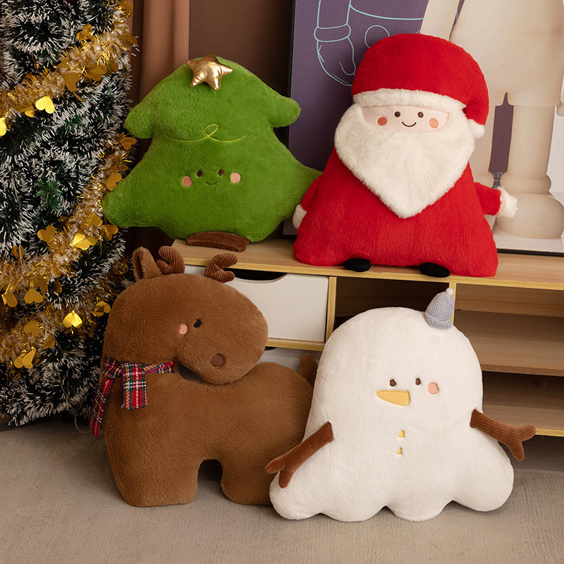 可爱圣诞老人抱枕雪人毛绒抱枕软萌治愈节日礼物居家氛围装饰神器