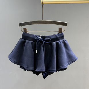 高腰抽绳休闲半身裙女2026年春季新款甜美减龄花苞裙显瘦蓬蓬短裙