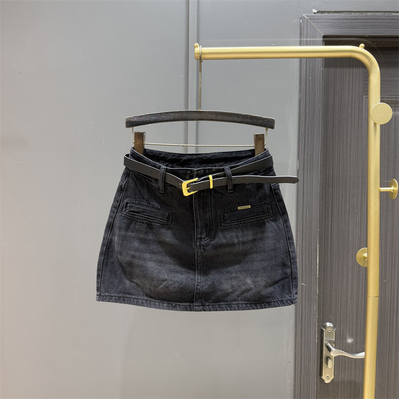 a字高腰显瘦复古包臀半身裙