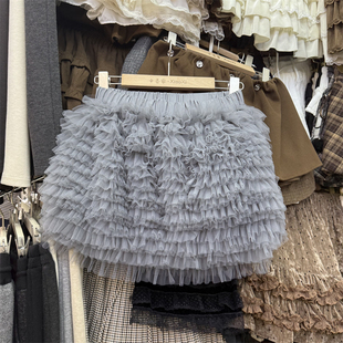 芭蕾风多层次蓬蓬网纱半身裙女2026春季新款纯欲性感包臀a字短裙
