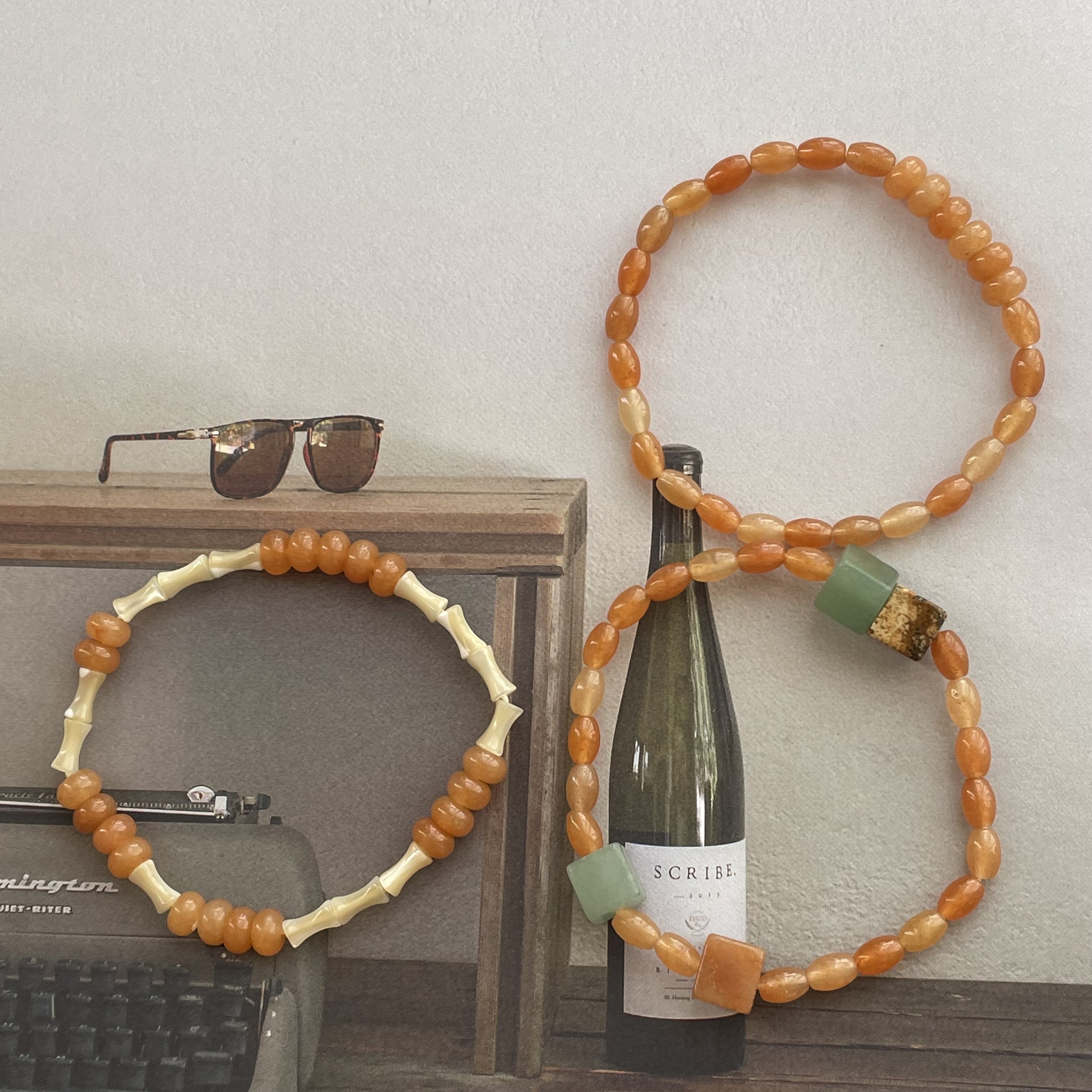 云起时 原创自制天然红东陵玉米珠天然石串珠古典气质手串手链