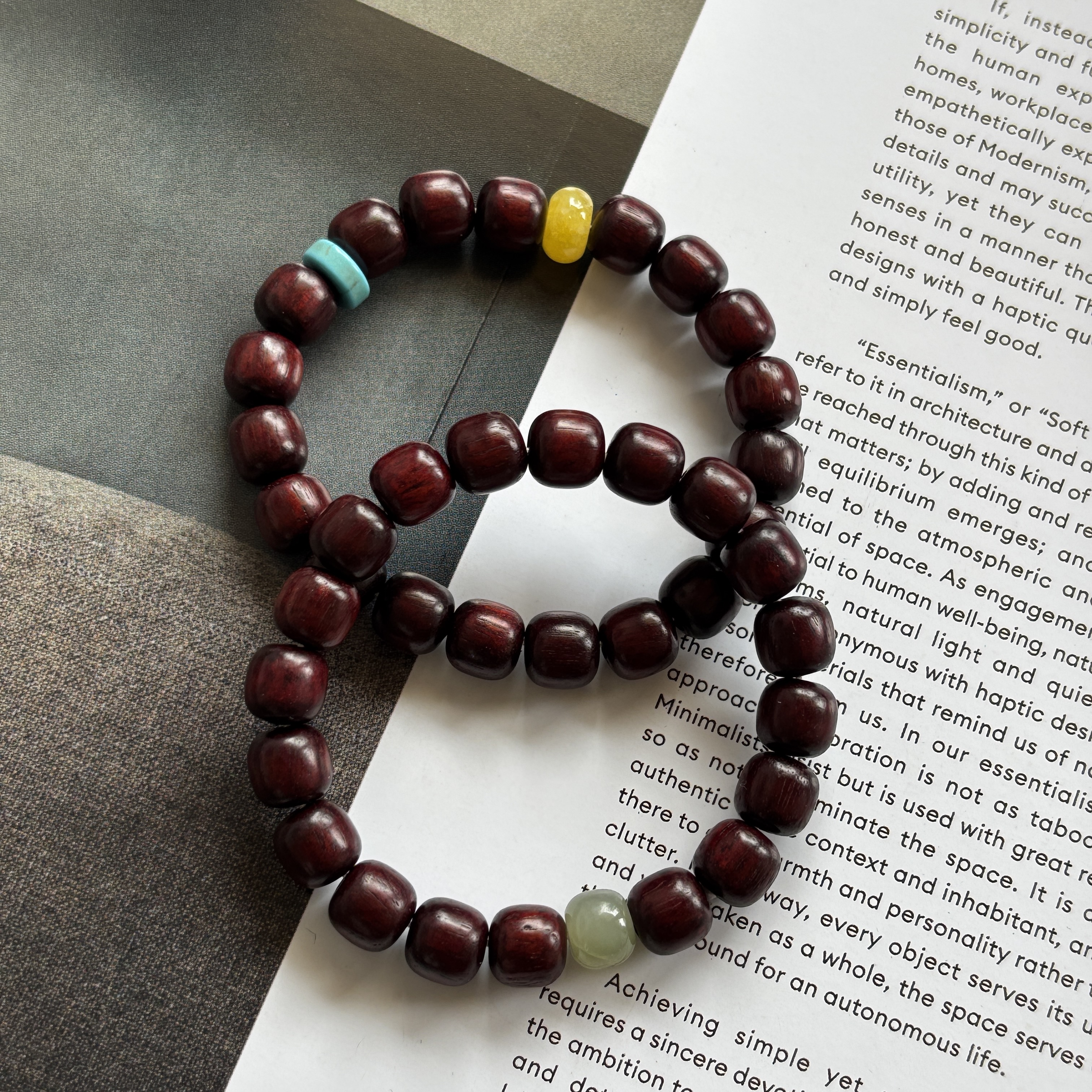 天然血檀木和田玉中式静心手串