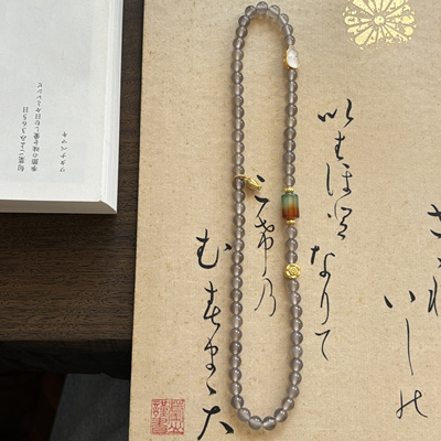 天然灰玛瑙显瘦温润复古项链