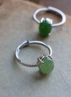 南枕眠 原创自制天然和田玉碧玉新中式国风气质优雅戒指