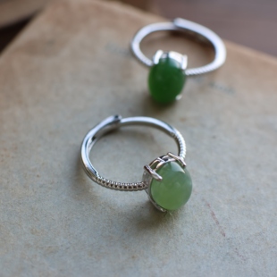 南枕眠 原创自制天然和田玉碧玉新中式国风气质优雅戒指