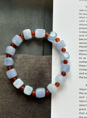 天然红玛瑙海蓝宝诗意串珠手串