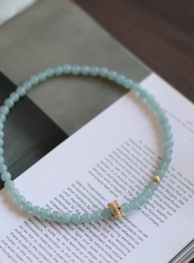 天然石温柔淡蓝色气质双圈手链