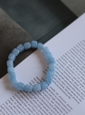 天然石蓝色方块日常气质手链