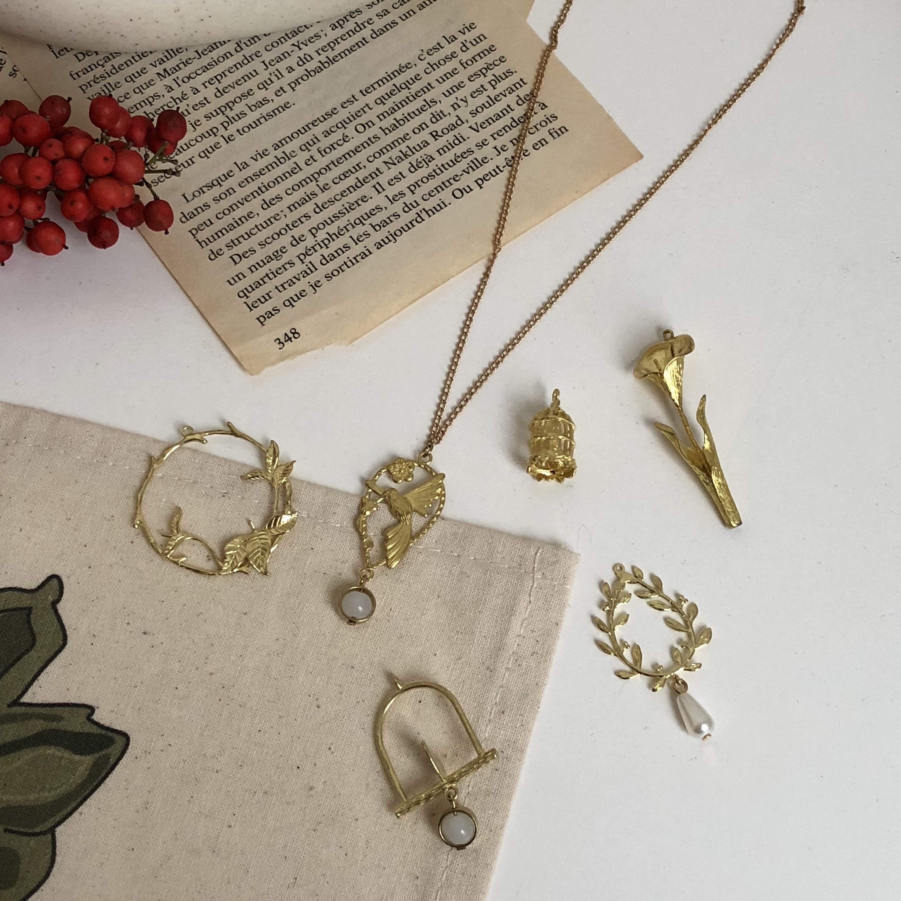 Original hand-made Independent design Pure Brass Refinement Retro Botany Flower vine Birds cage Necklacein the Accessories/Fashion Jewelry, Necklace  category - from Buy2taobao.com to provide professional Taobao agent buy service
